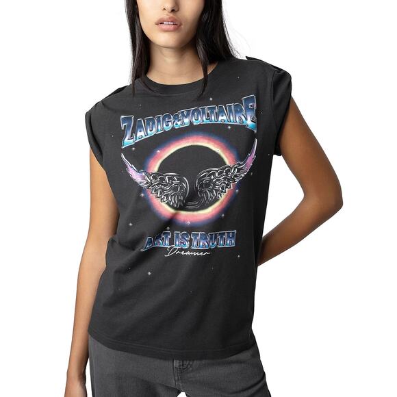 NWOT Zadig & Voltaire Art Is Truth Dreamer Tour Graphic Tee Black S 100% Cotton - Picture 1 of 15